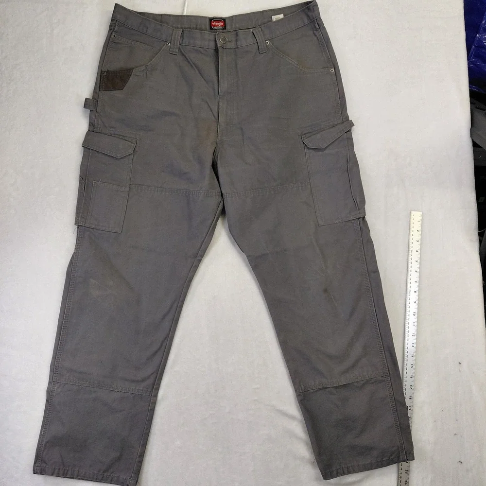 Wrangler Workwear Mens Grey Ripstop Cargo Pants Straight Leg 42x32 WMWR1GR